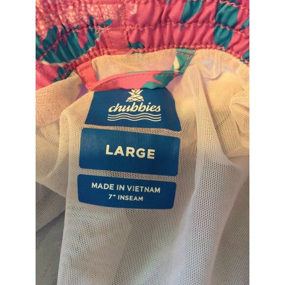 Chubbies Mens Swim Trunks Shorts Size L Jungle Tiger Print Pink Blue Mesh Liner - Picture 5 of 9